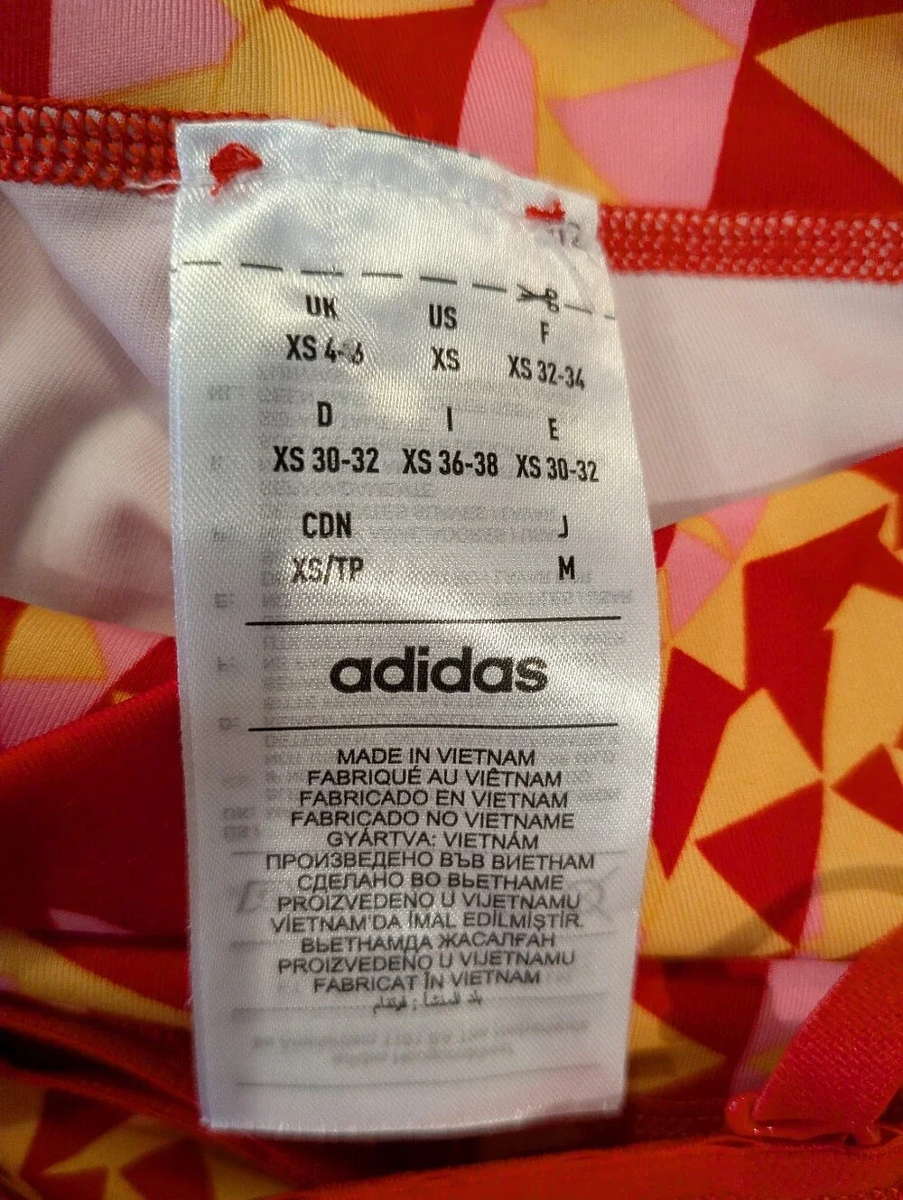 FARM Rio x Adidas Sports Bra & Leggings Activewear Set Red Tropical Size S & XS